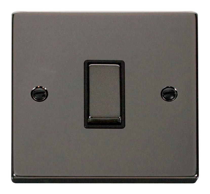 Click Deco 10A 1 Gang 2 Way Plate Switch Black Nickel with Black Inserts