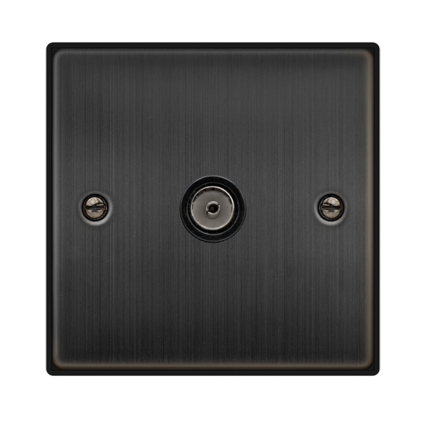 Click Deco 1 Gang Non Isolated Coaxial Socket Matt Bronze with Black Inserts