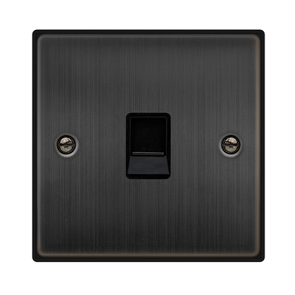 Click Deco Single RJ11 Socket Matt Bronze with Black Insert