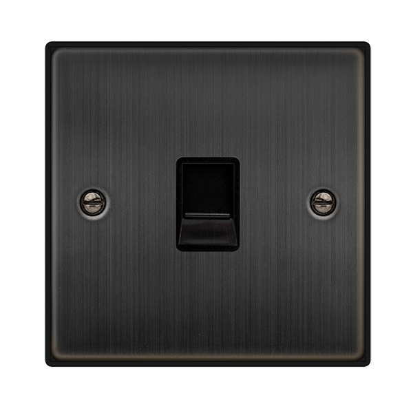 Click Deco 1 Gang Master Telephone Socket Matt Bronze with Black Inserts