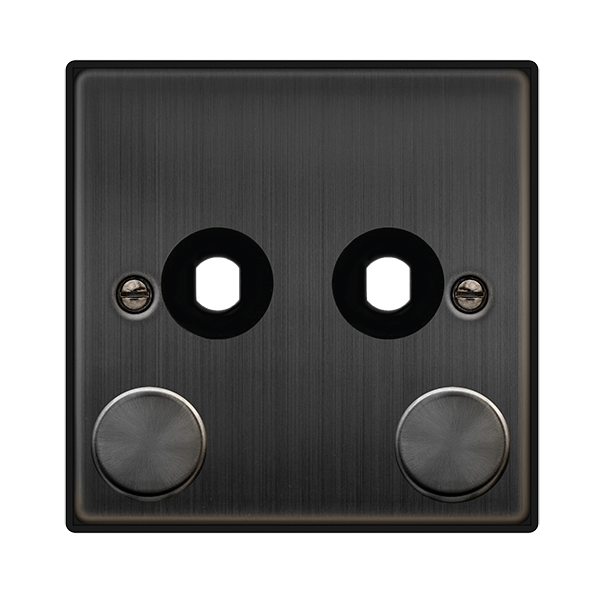 Click Deco 1 Gang 2 Aperture 800W Dimmer Plate & Knobs Matt Bronze