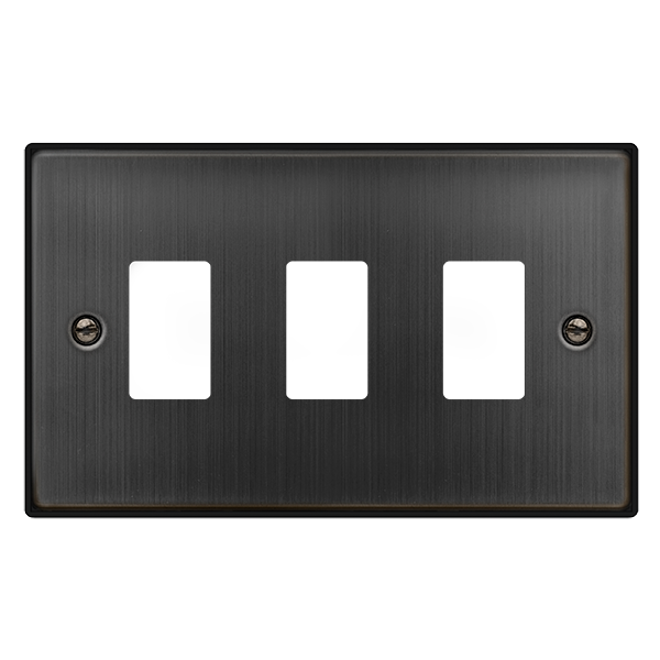 Click GridPro 2 Gang 3 Aperture Front Plate Matt Bronze
