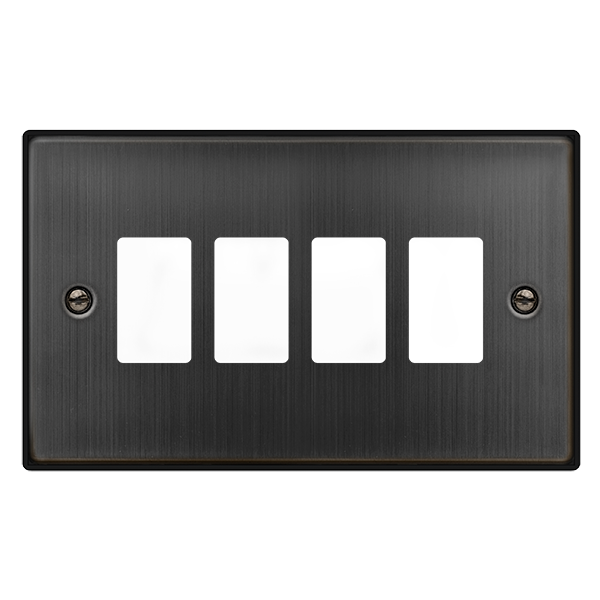 Click GridPro 2 Gang 4 Aperture Front Plate Matt Bronze