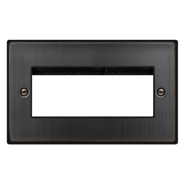 Click Deco 2 Gang 4 Aperture New Media Front Plate Matt Bronze