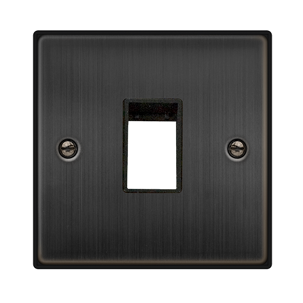 Click Deco 1 Gang 1 Aperture Unfurnished Minigrid Plate Matt Bronze with Black Inserts
