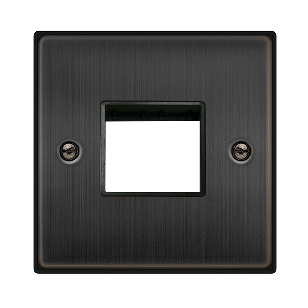 Click Deco 1 Gang 2 Aperture Unfurnished Minigrid Plate Matt Bronze with Black Inserts
