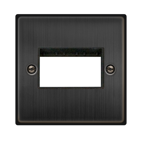 Click Deco 1 Gang 3 Aperture Unfurnished Minigrid Plate Matt Bronze with Black Inserts