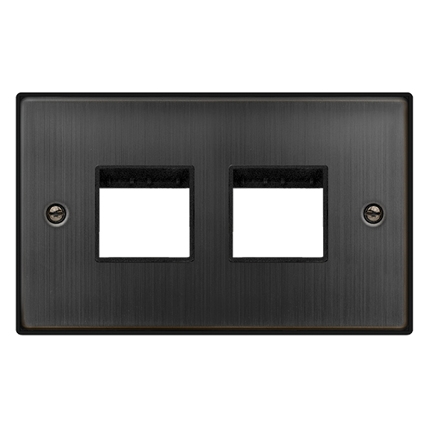 Click Deco 2 Gang 2 x 2 Aperture Unfurnished Minigrid Plate Matt Bronze with Black Insert