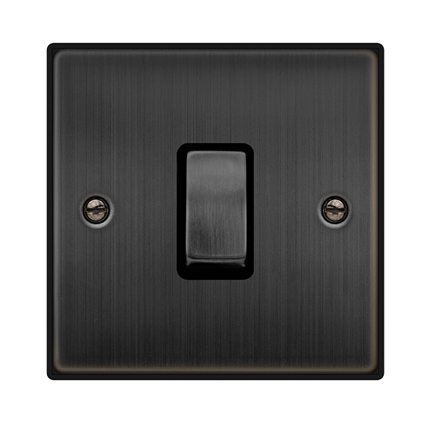 Click Deco 10A 1 Gang 2 Way Plate Switch Matt Bronze with Black Inserts