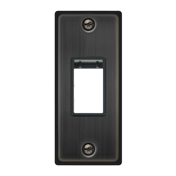 Click Deco 1 Gang Minigrid Unfurnished Architrave Plate Matt Bronze with Black Inserts