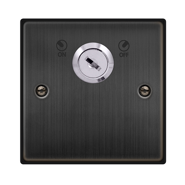 Click Deco 20A 1 Gang DP Key Lockable Switch Matt Bronze with Black Insert