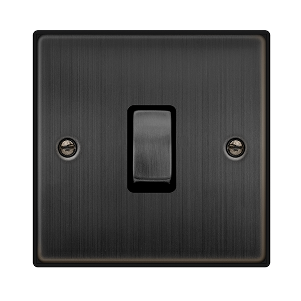 Click Deco 20A 1 Gang DP Plate Switch Matt Bronze with Black Inserts