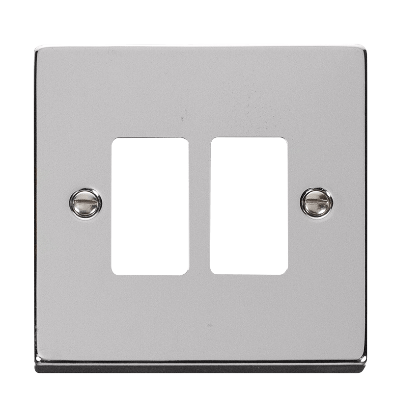 Click GridPro 1 Gang 2 Aperture Front Plate Polished Chrome
