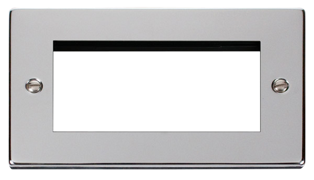 Click Deco 2 Gang 4 Aperture New Media Front Plate Polished Chrome