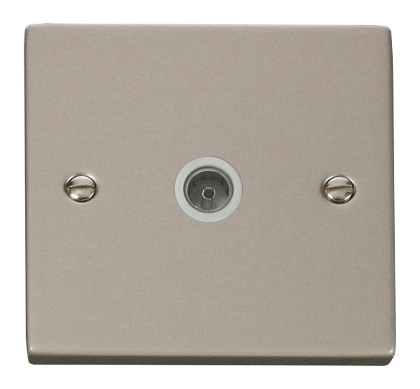 Click Deco 1 Gang Non Isolated Coaxial Socket Pearl Nickel with White Inserts