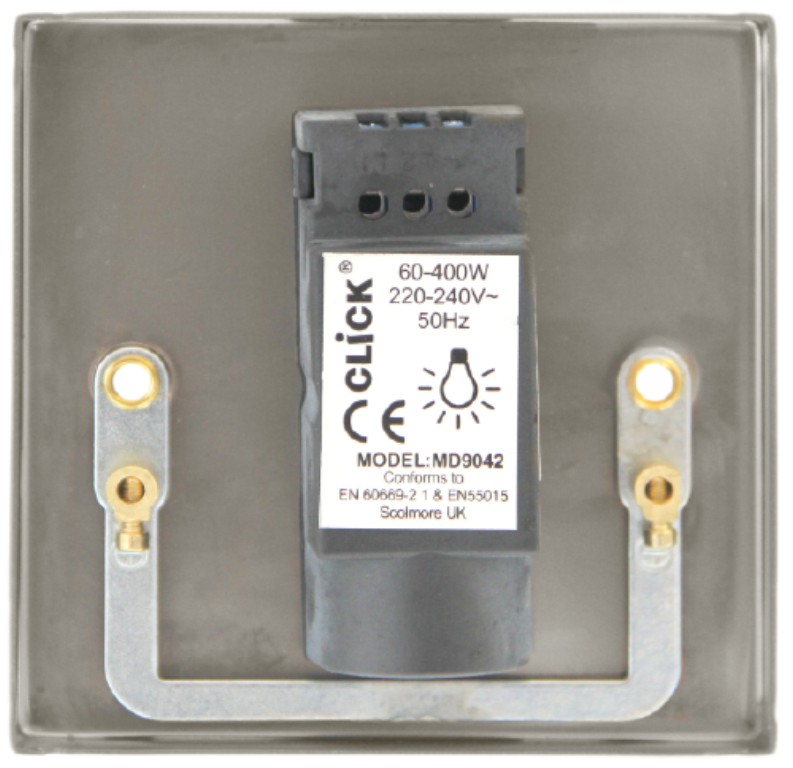 Click Deco 1 Gang 1 Aperture 2 Way 400Va Dimmer Switch Pearl Nickel