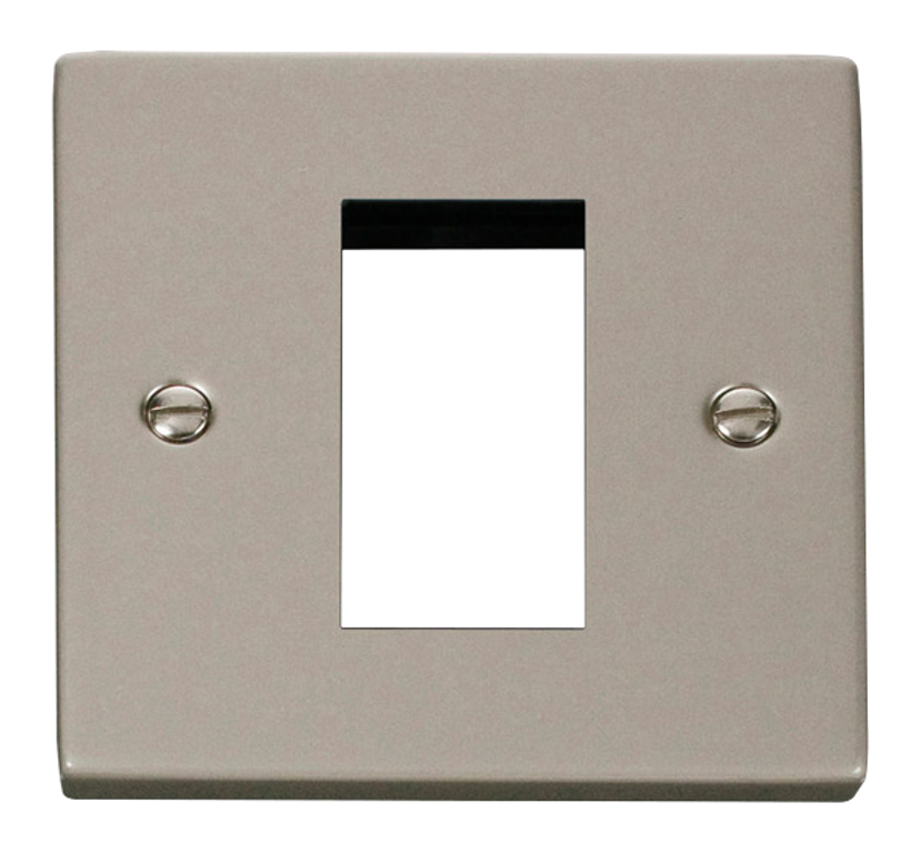Click Deco 1 Gang 1 Aperture New Media Front Plate Pearl Nickel