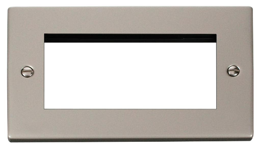 Click Deco 2 Gang 4 Aperture New Media Front Plate Pearl Nickel