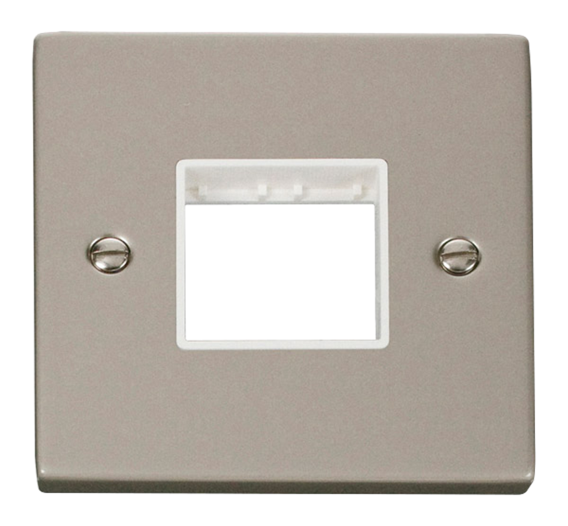 Click Deco 1 Gang 2 Aperture Unfurnished Minigrid Plate Pearl Nickel with White Inserts