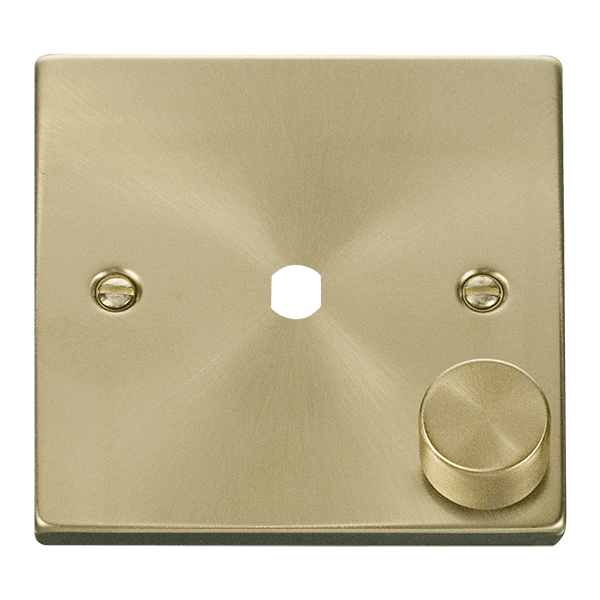 Click Deco 1 Gang 1 Aperture 650W Dimmer Plate and Knob Satin Brass