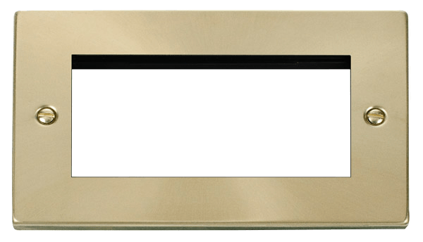 Click Deco 2 Gang 4 Aperture New Media Front Plate Satin Brass