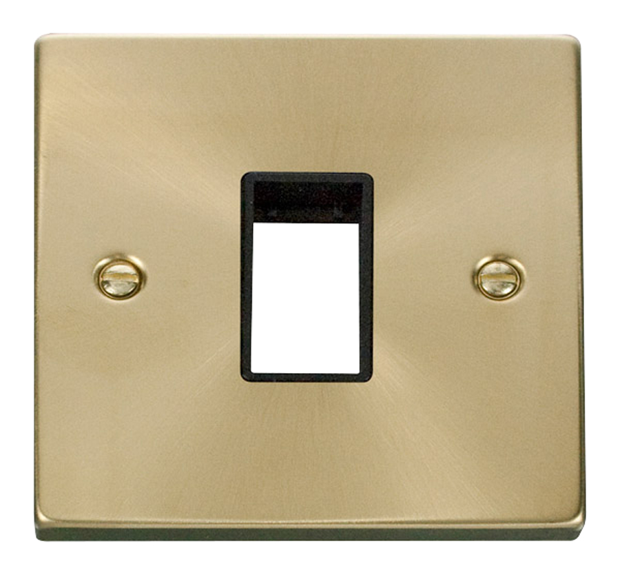 Click Deco 1 Gang 1 Aperture Unfurnished Minigrid Plate Satin Brass with Black Inserts