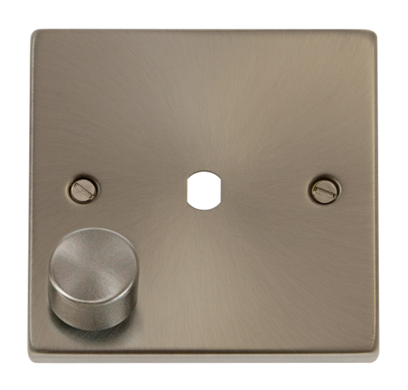 Click Deco 1 Gang 1 Aperture 650W Dimmer Plate and Knob Satin Chrome