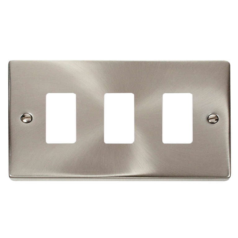 Click GridPro 2 Gang 3 Aperture Front Plate Satin Chrome