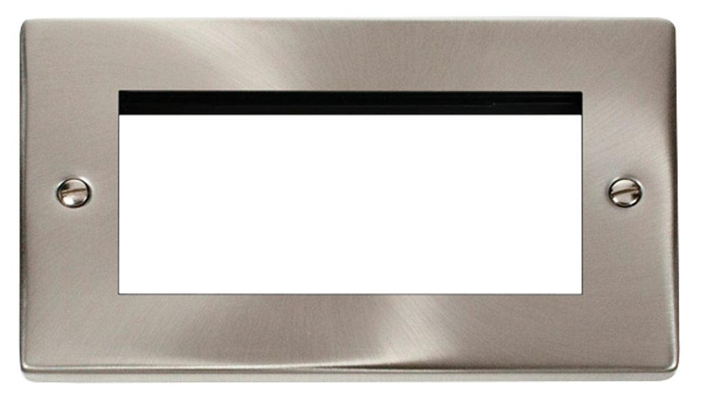 Click Deco 2 Gang 4 Aperture New Media Front Plate Satin Chrome