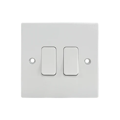 Thrion Square Edge 10A 2 Gang 2 Way Switch White