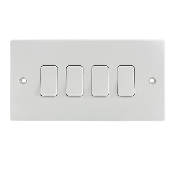 Thrion Square Edge 10A 4 Gang 2 Way Switch White