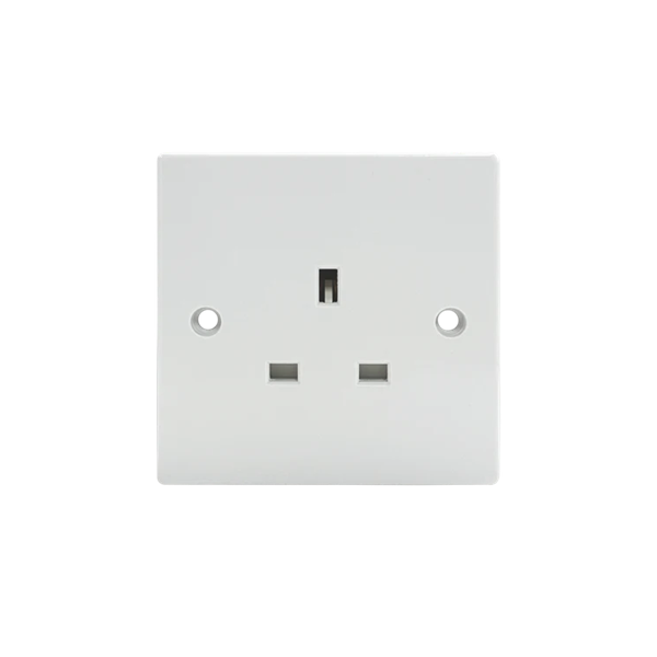 Thrion Square Edge 13A 1 Gang Unswitched Socket White