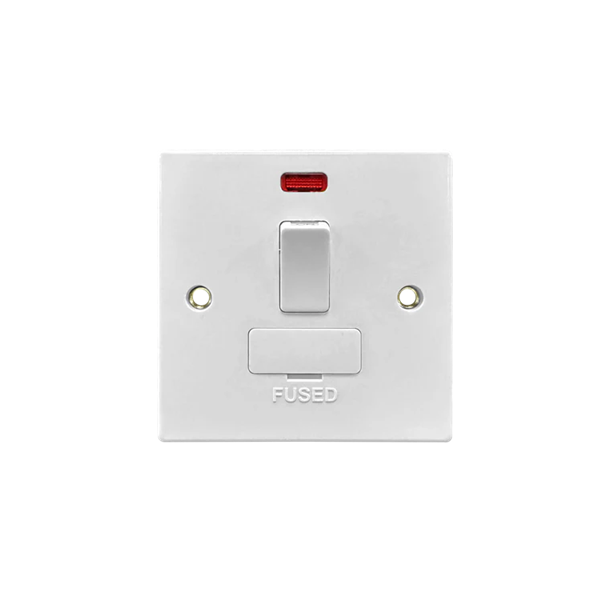 Thrion Square Edge 13A Switched Fused Connection Unit with Neon White