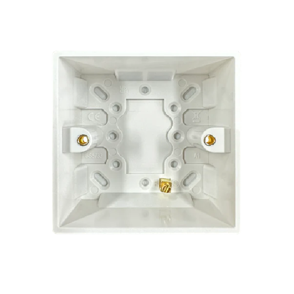 Thrion Square Edge 1 Gang 47mm Pattress White