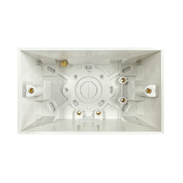 Thrion Square Edge 2 Gang 47mm Pattress White