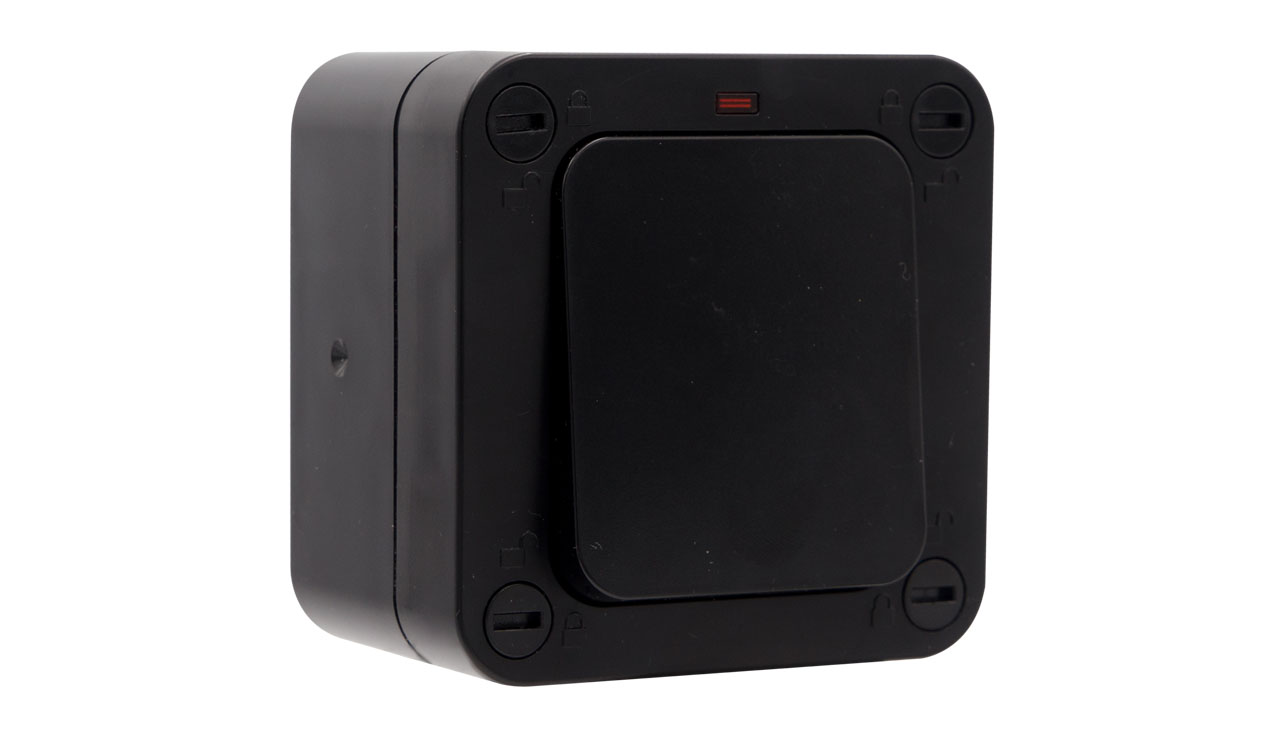 Deta Vimark WeatherPro 20A 1 Gang DP IP66 Switch with Neon Black