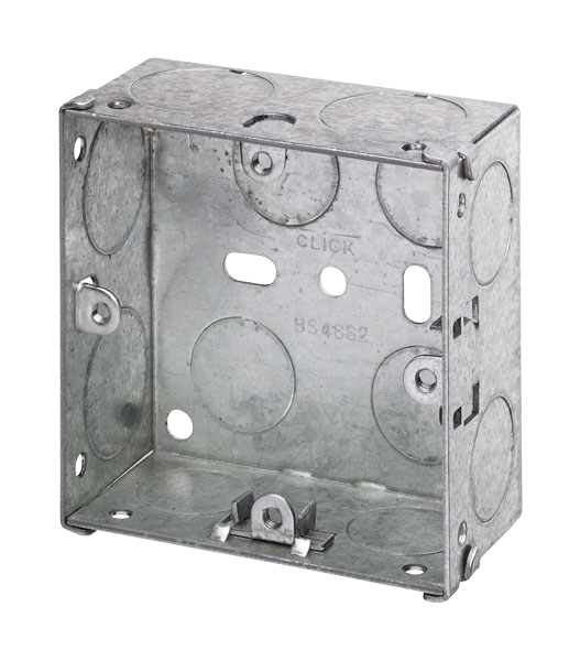 Click Essentials 1 Gang 35mm Deep Galvanised Steel Knockout Box
