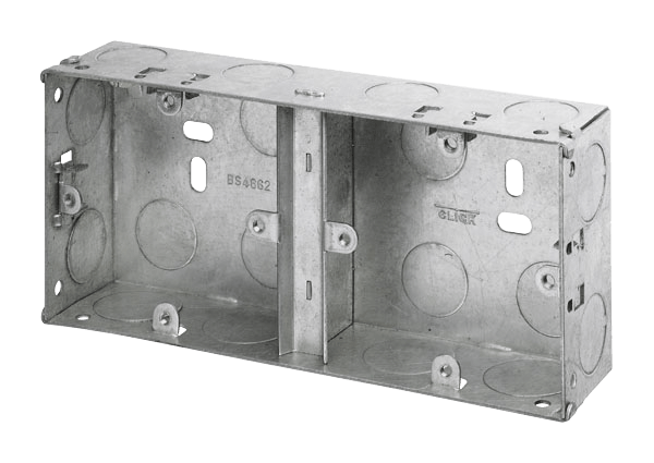 Click Essentials 1 Gang + 1 Gang 35mm Deep Dual Steel Knockout Box