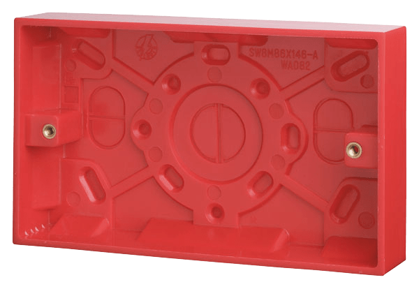 Click Essentials 2 Gang 25mm Deep Surface Pattress Box Red