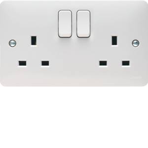 Hager Sollysta 2 Gang 13A DP Double Switched Socket White