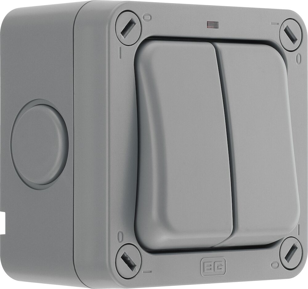BG Nexus Storm 20A 2 Gang 2 Way IP66 Weatherproof Switch Grey