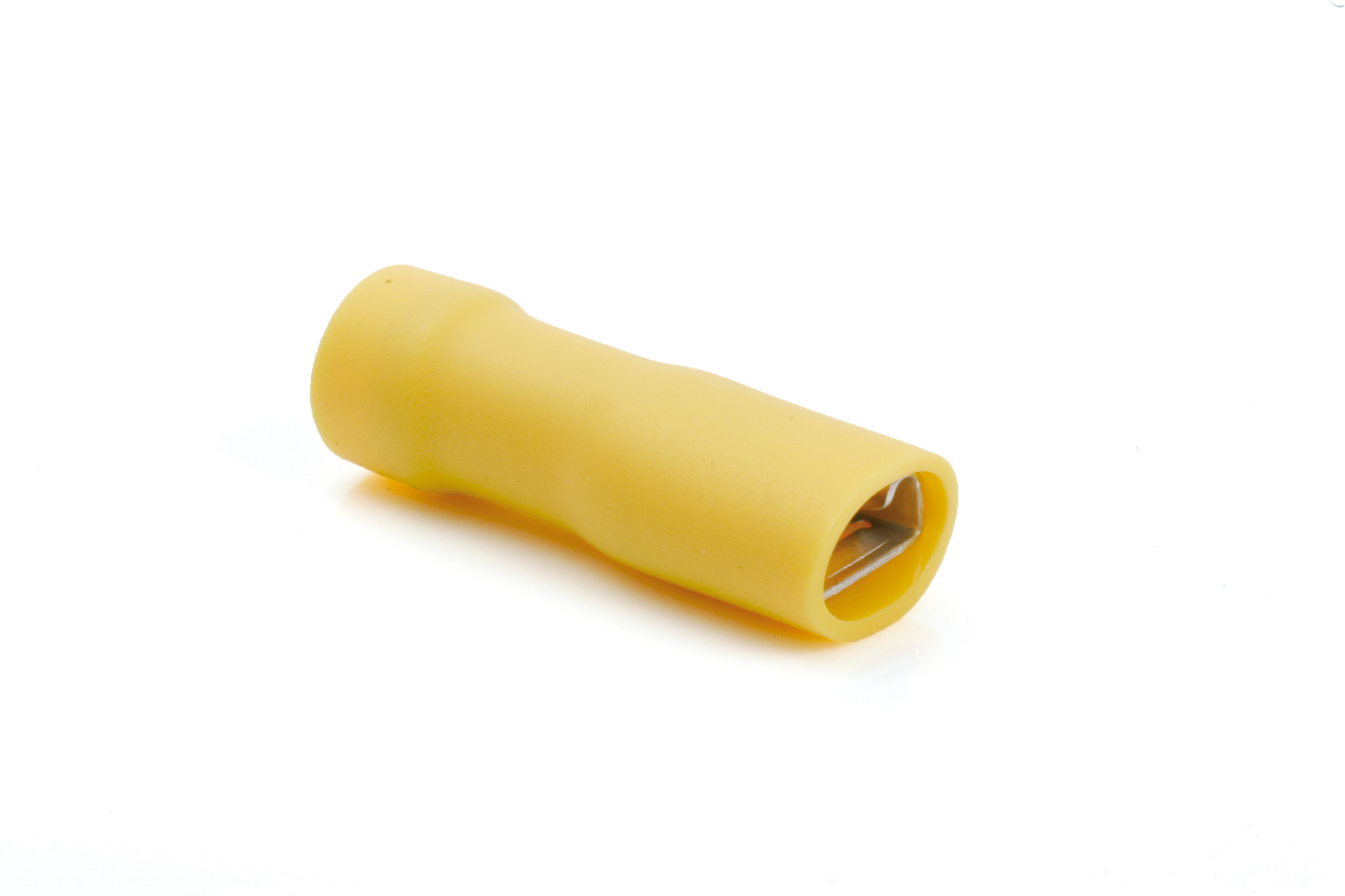 Term Tech 6.3mm Fully Insulated Female Push-On Terminal Yellow (Pack of 100)