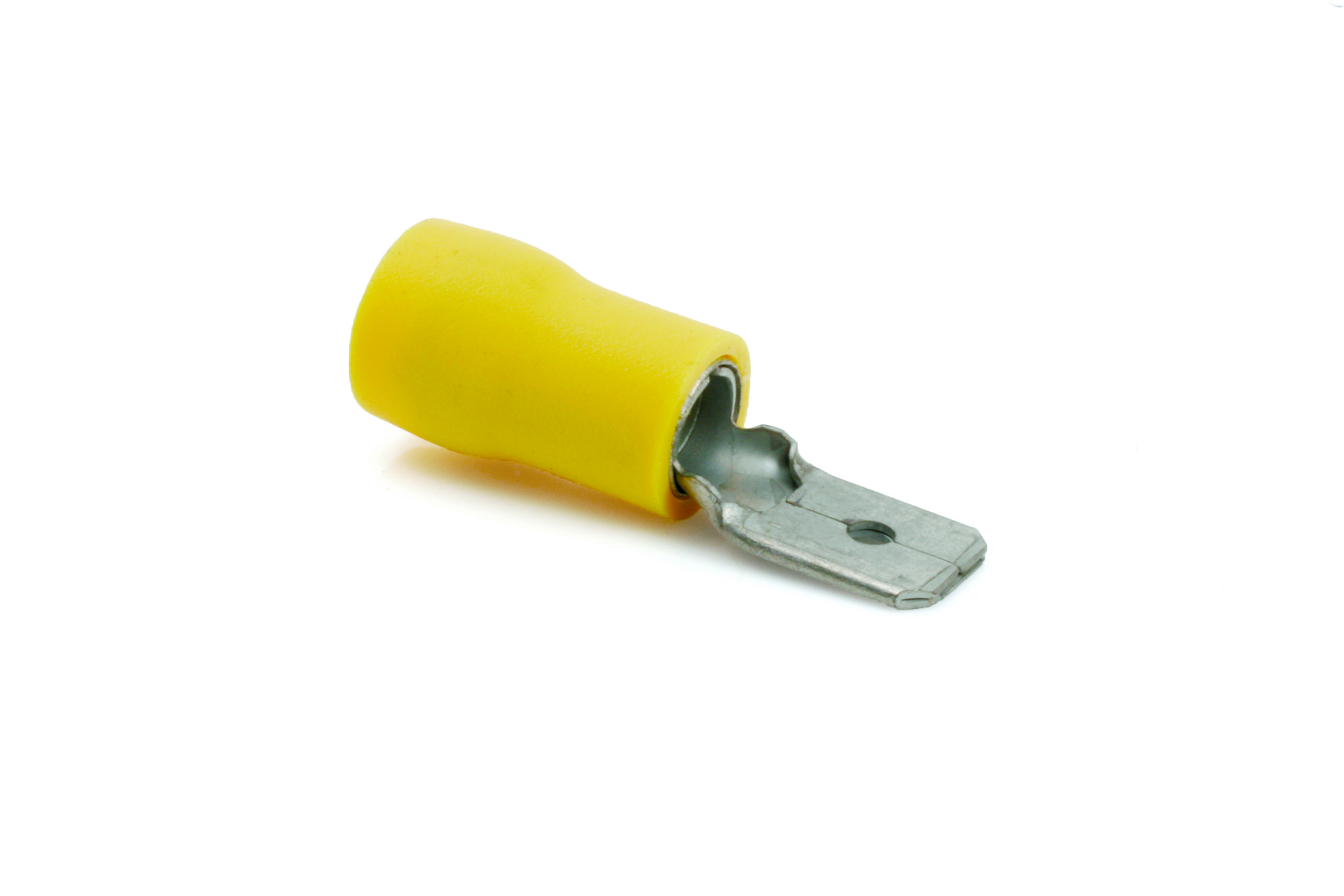Term Tech 6.3mm Pre-Insulated Male Spade Terminal Yellow (Pack of 100)