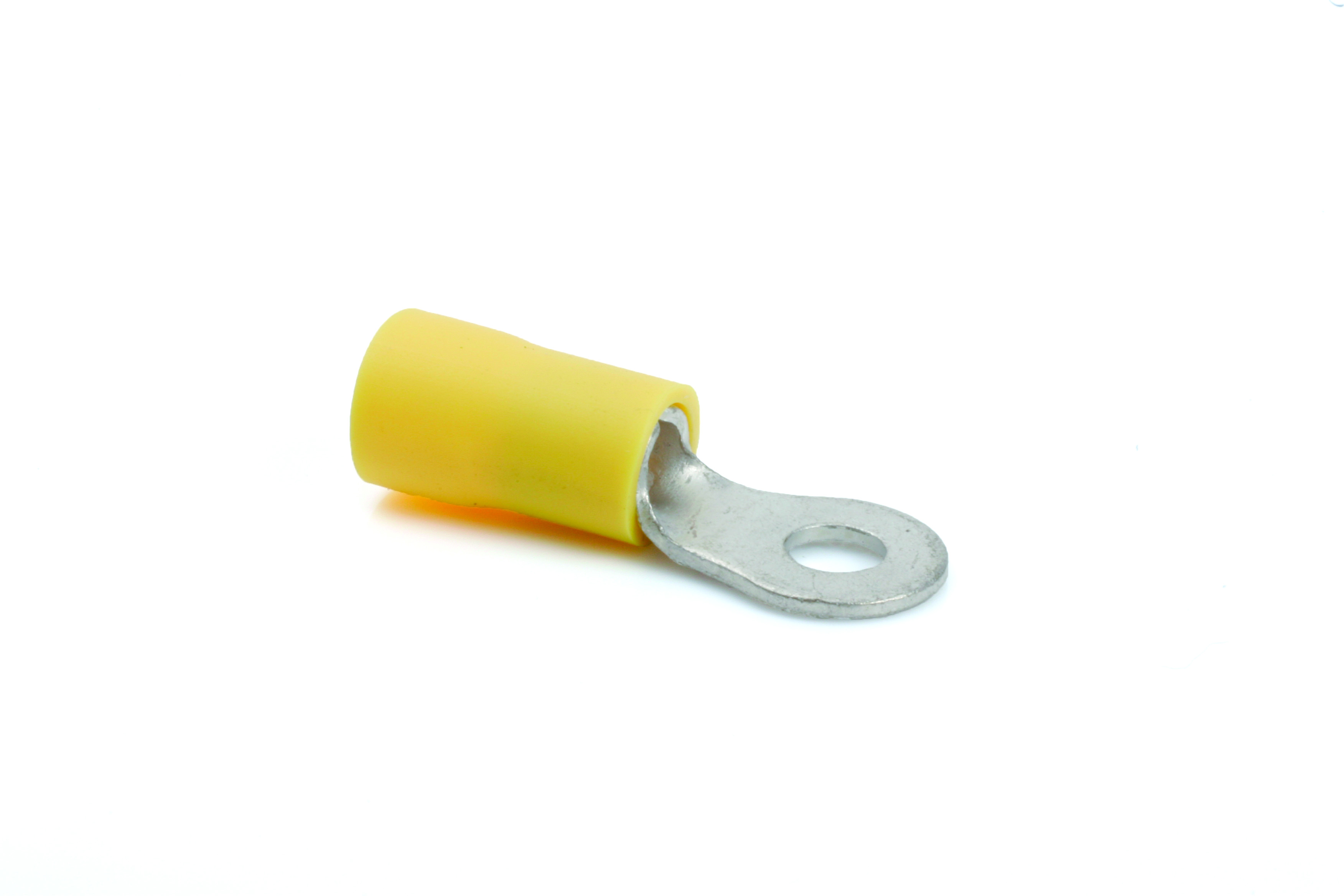 Term Tech 12mm Hole Pre-Insulated Ring Terminal Yellow (Pack of 100)
